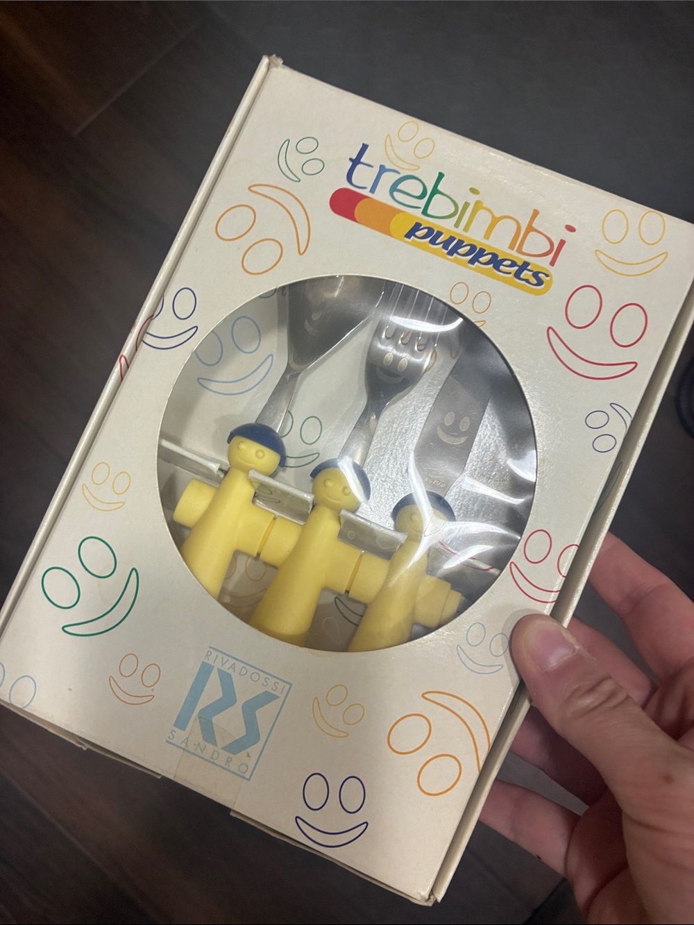 NEW Trebimbi Puppets Yellow Child Toddler Silverware Cutlery Set Italy European